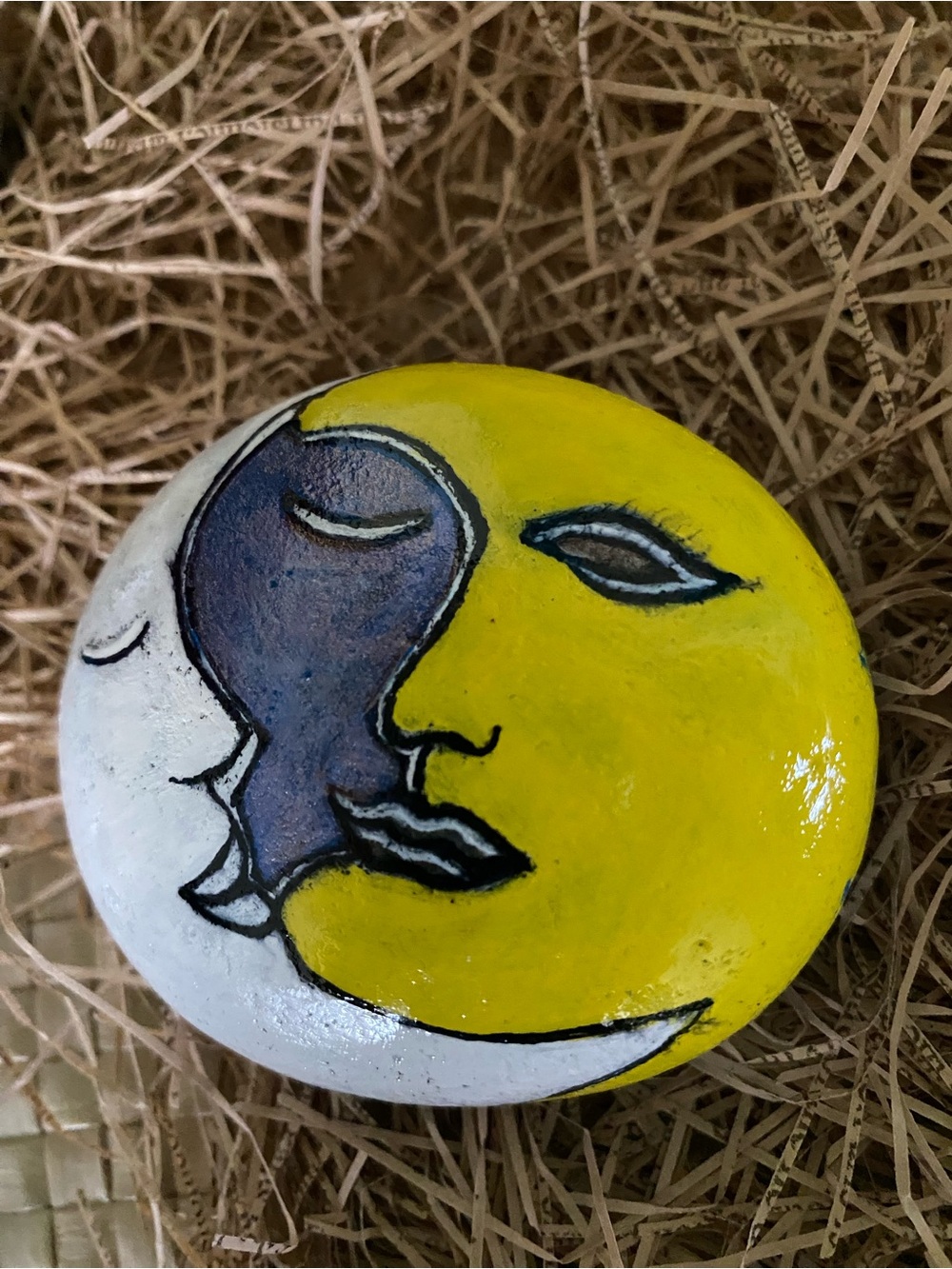 Hand-Painted Rock Moon & Face Painting